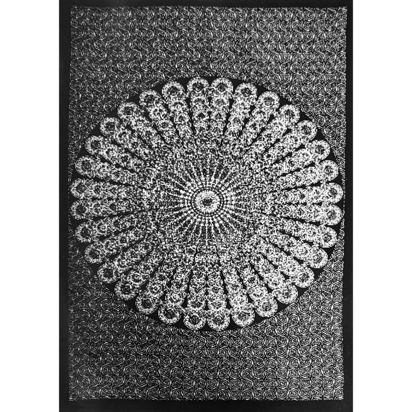 black and white mandala tapestry