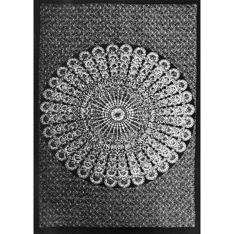 black and white mandala tapestry