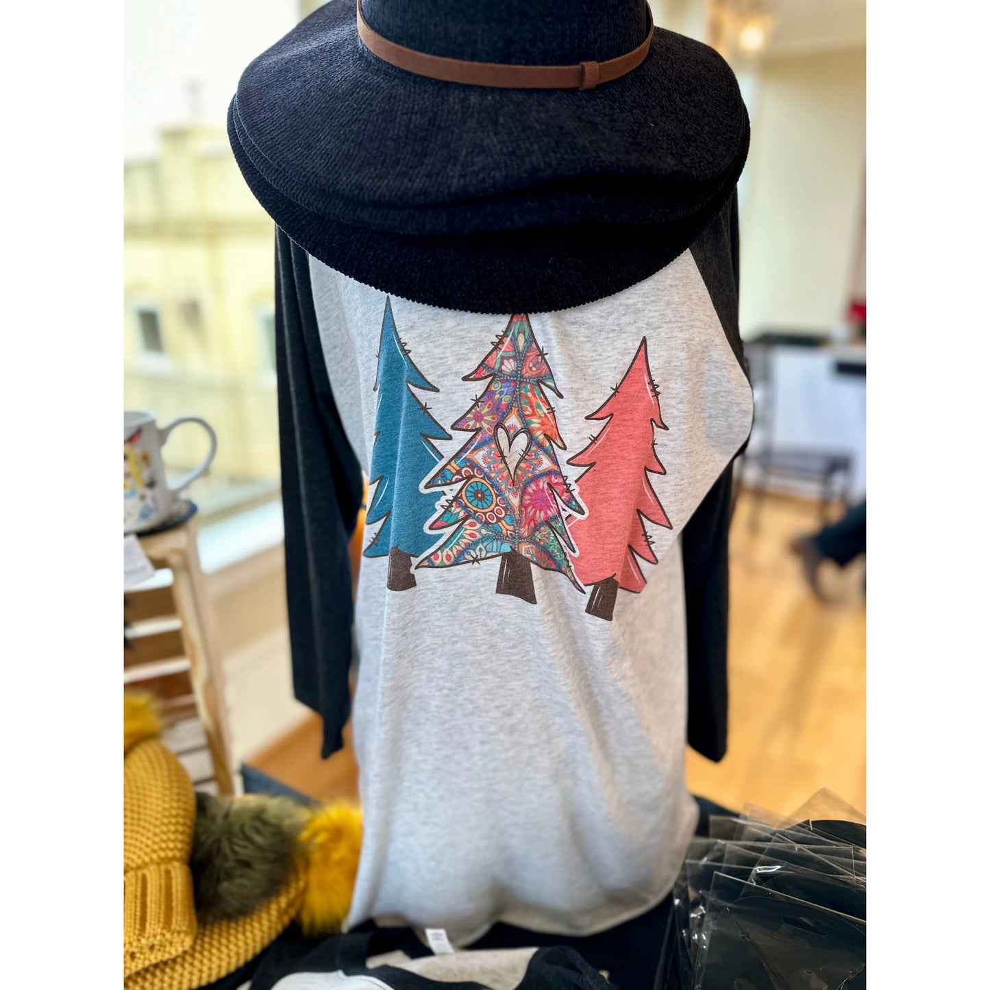 Mari Boho Christmas Raglan Top