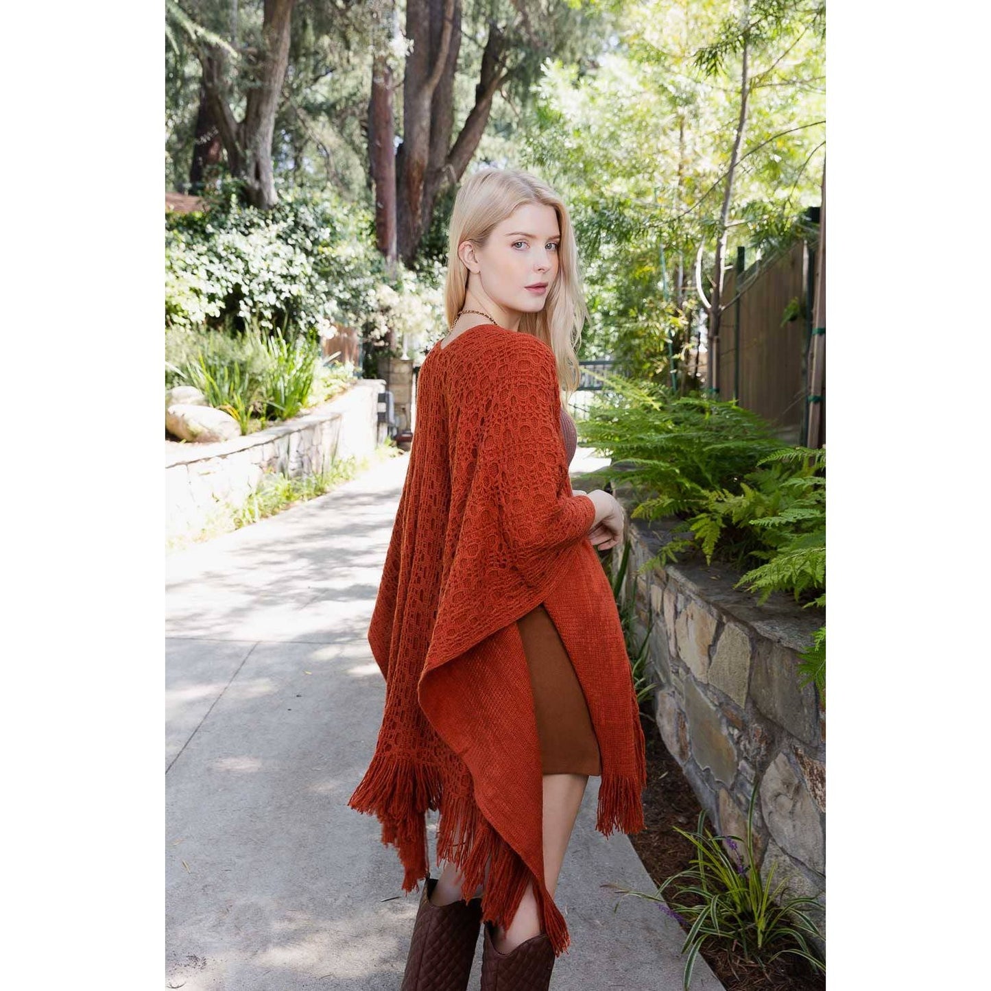 Marley Cozy Embroidered Tasseled Wrap - Rhapsody and Renascence