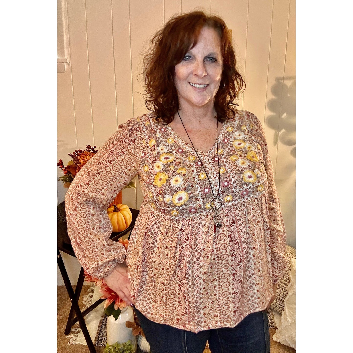 Audra Embroidered Floral Peasant Top - Rhapsody and Renascence