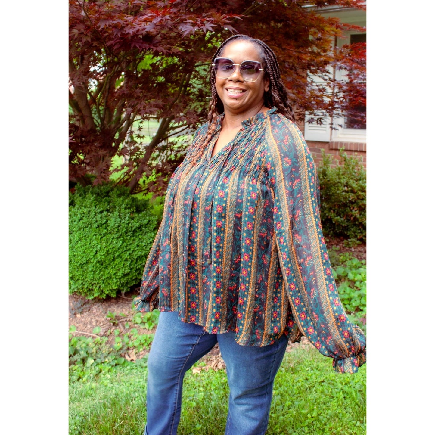 Julissa Aztec Floral Top - Rhapsody and Renascence
