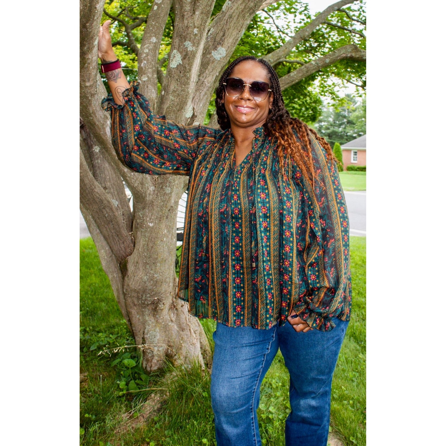 Julissa Aztec Floral Top - Rhapsody and Renascence