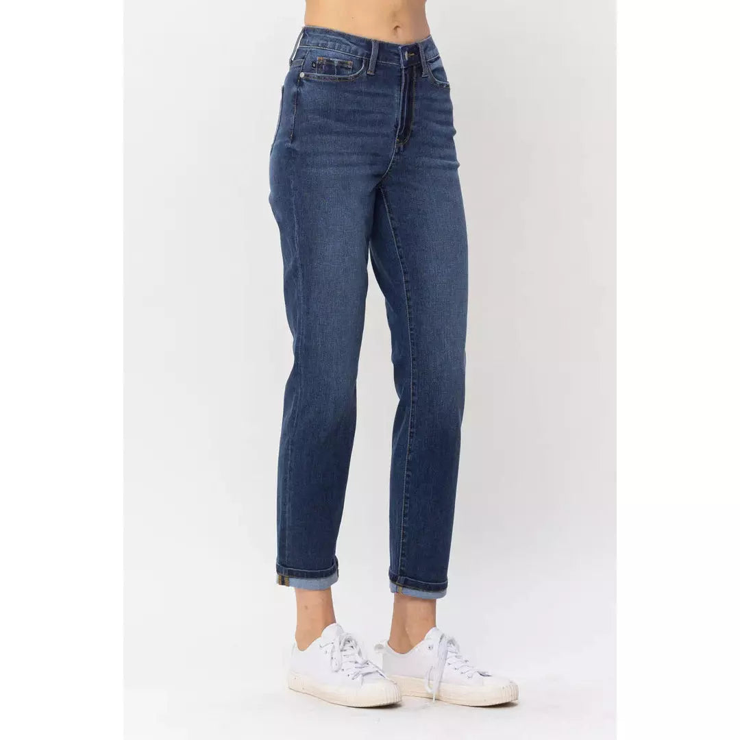 Judy Blue Brenda Cooling High Waist Sustainable Cuffed Boyfriend Jeans - Rhapsody and Renascence