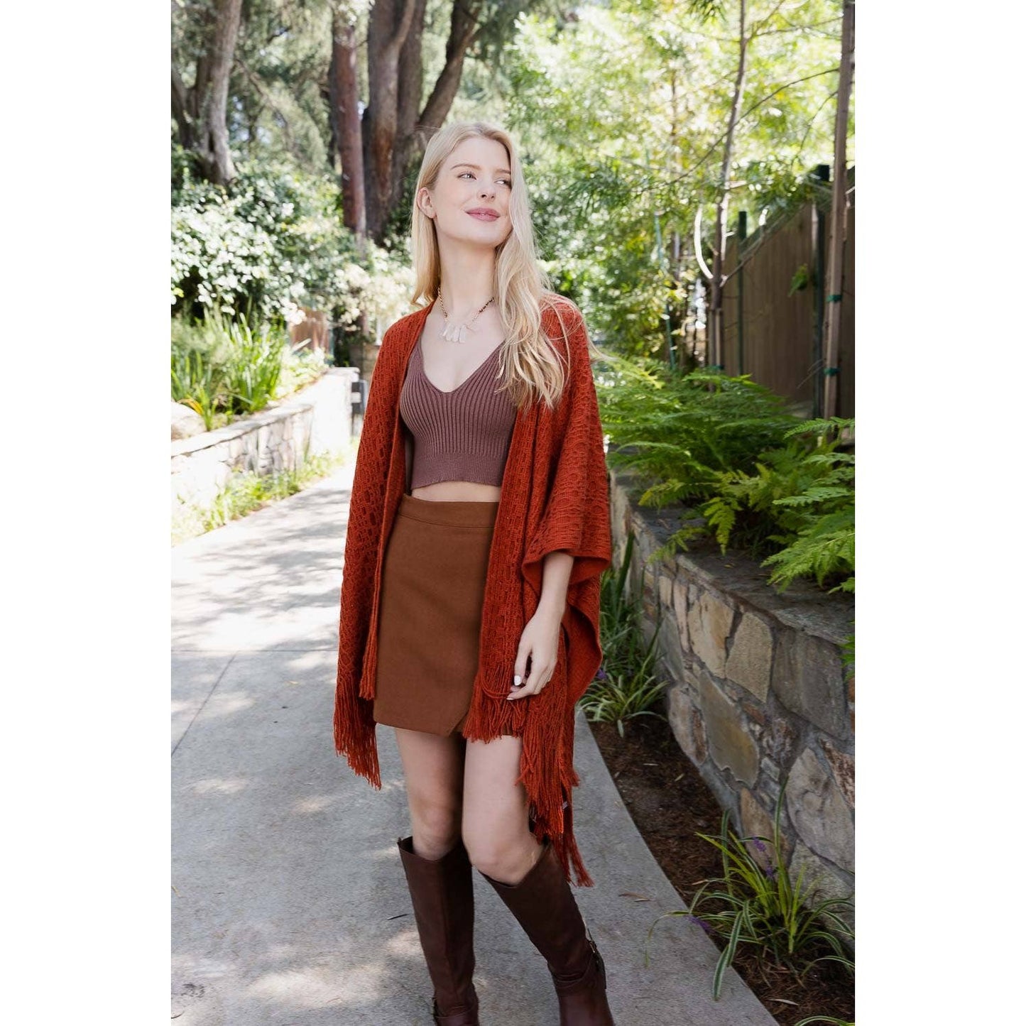 Marley Cozy Embroidered Tasseled Wrap - Rhapsody and Renascence
