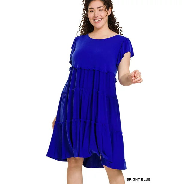 Angela Blue Tiered Midi-Dress - Rhapsody and Renascence