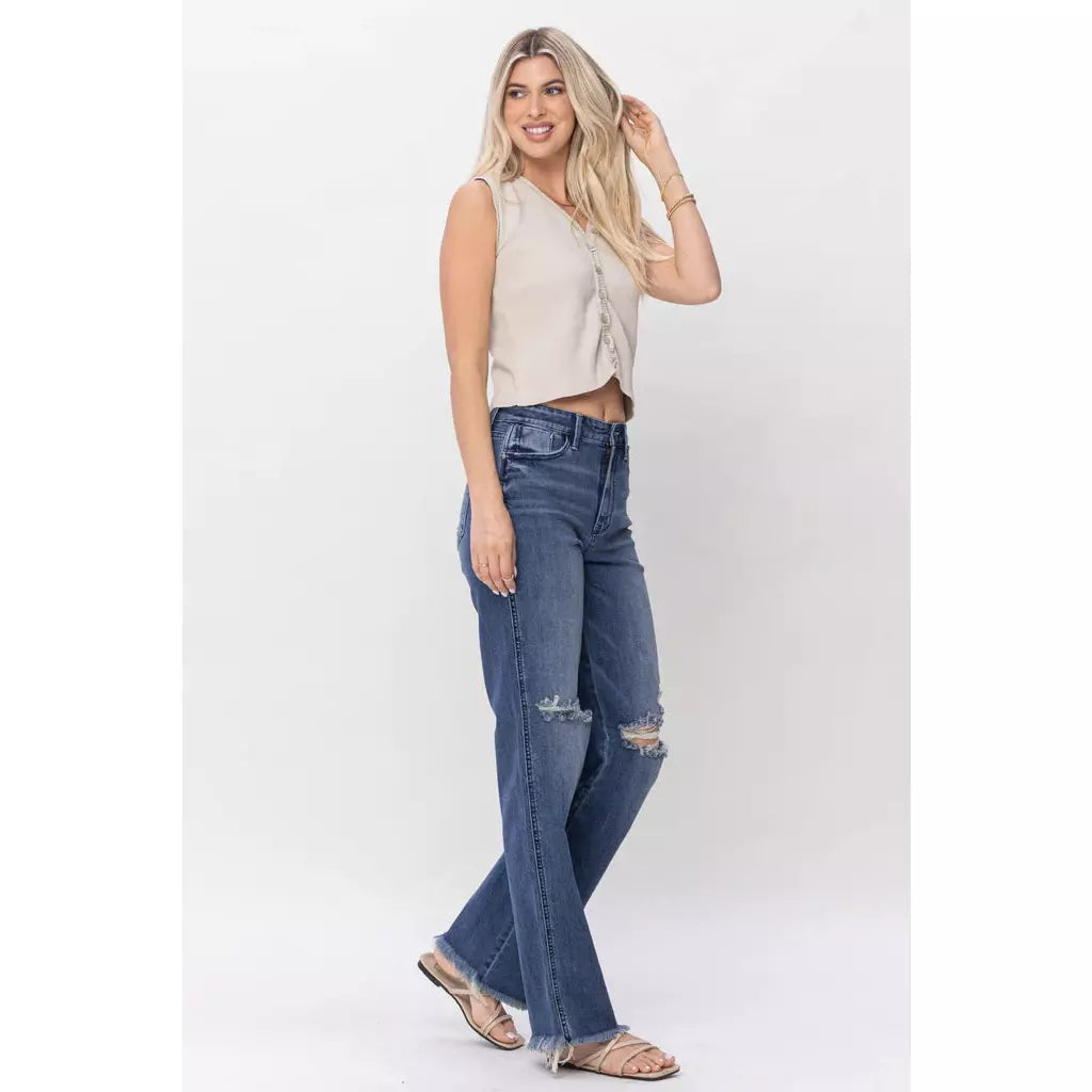 Judy Blue Marty Wide Leg Destroyed Jeans - Rhapsody and Renascence