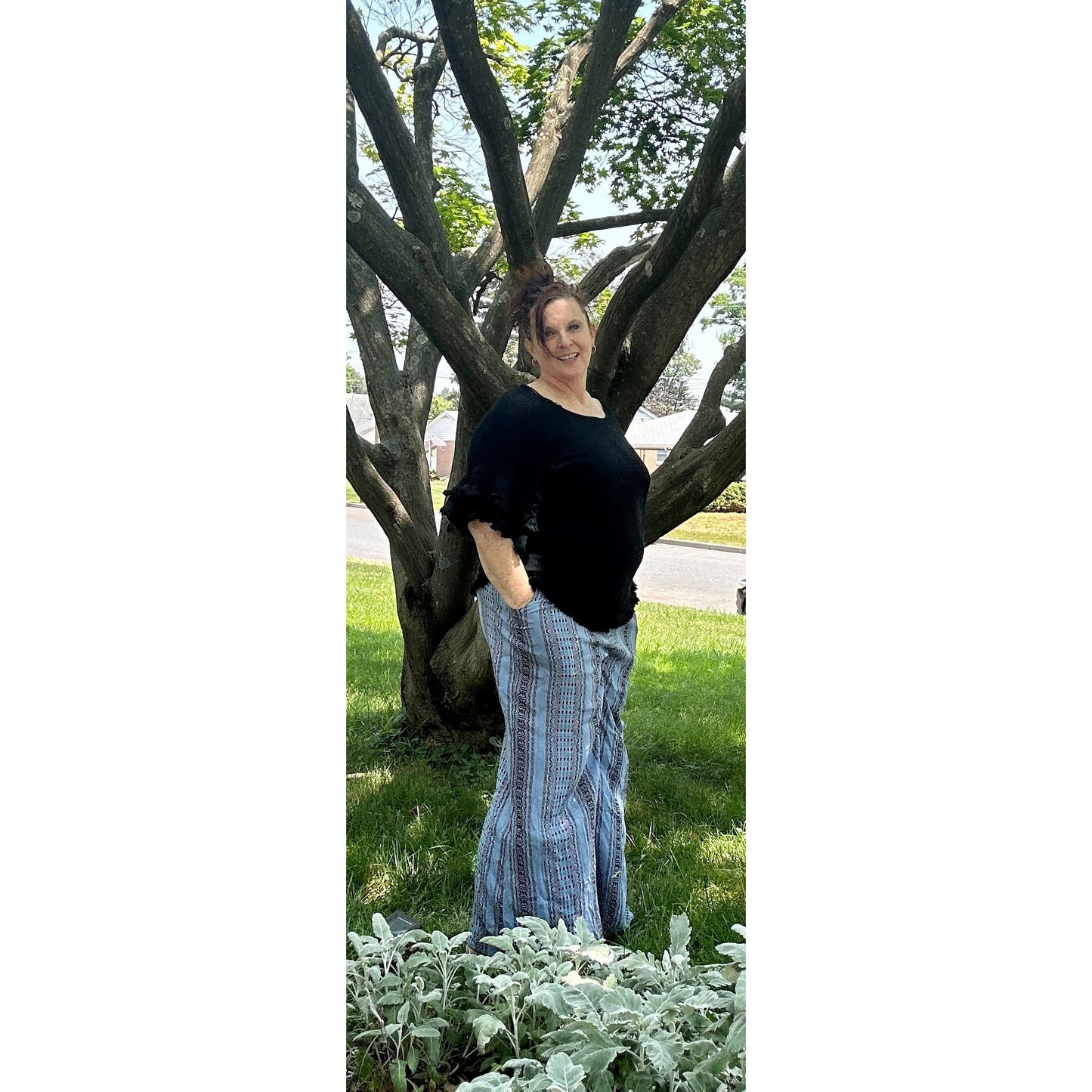 Delilah Lightweight Striped Pattern Pants - Rhapsody and Renascence