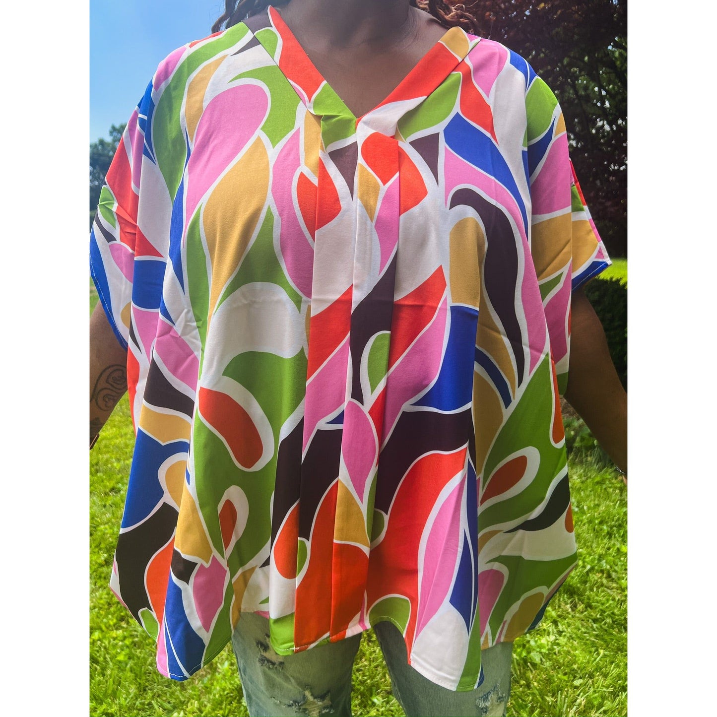 Kristine Pleated Poncho Top - Rhapsody and Renascence