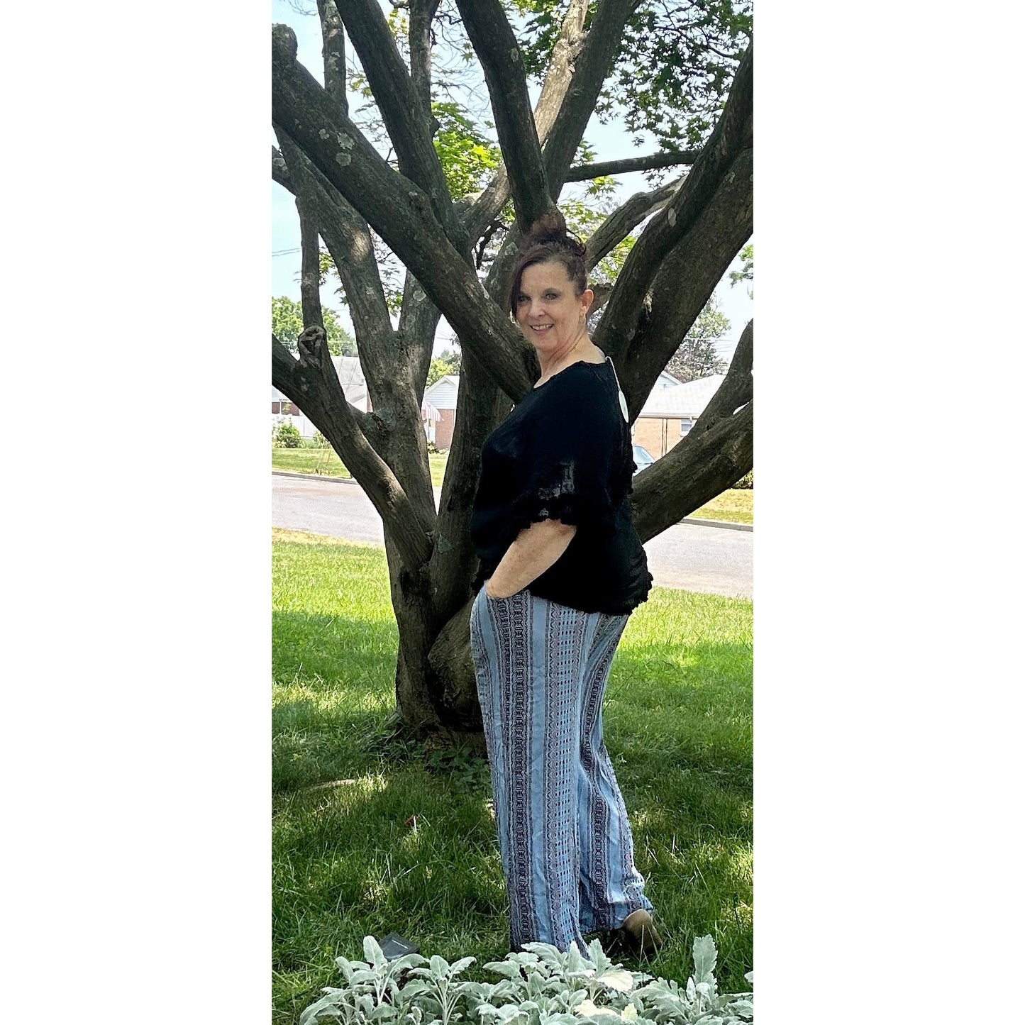 Delilah Lightweight Striped Pattern Pants - Rhapsody and Renascence