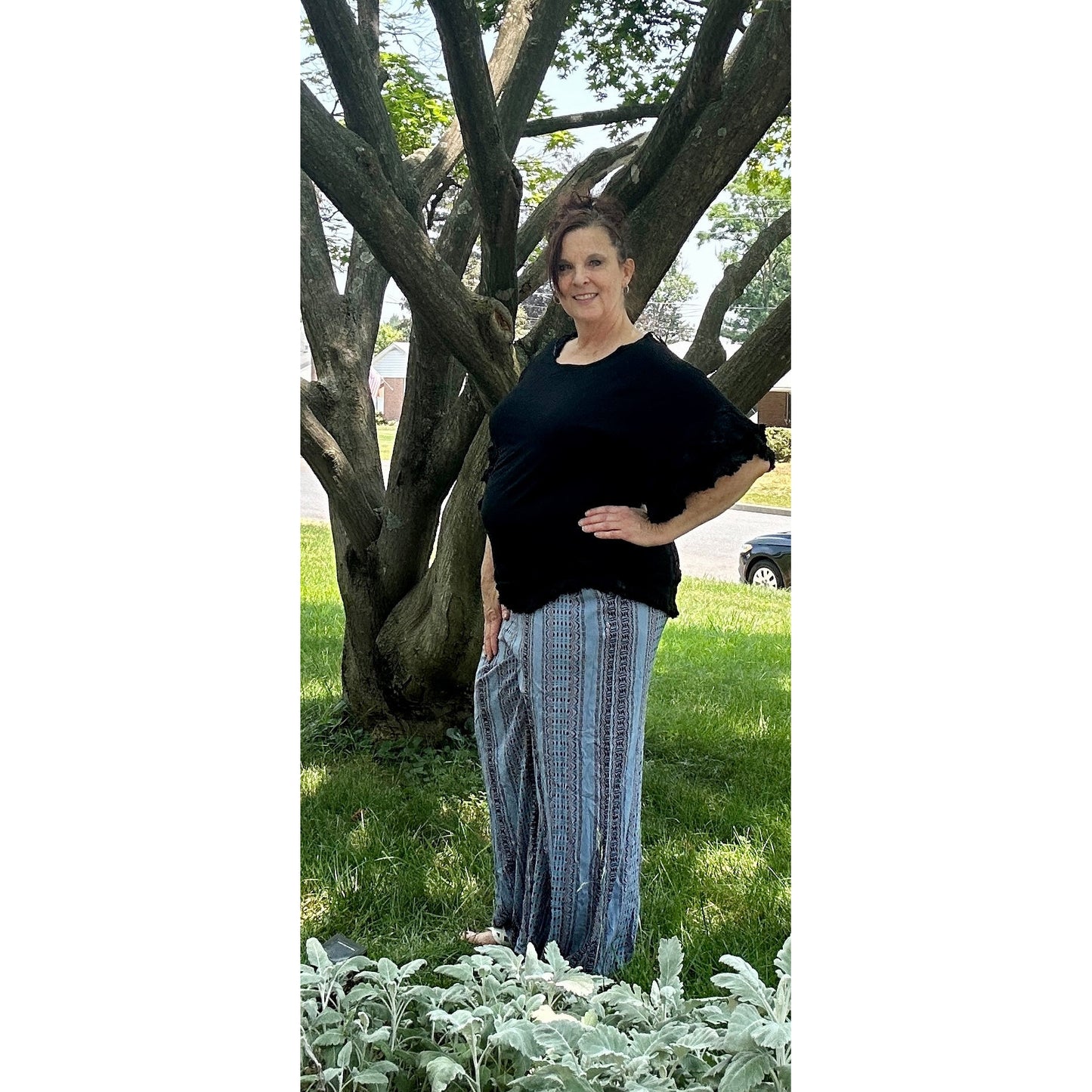 Delilah Lightweight Striped Pattern Pants - Rhapsody and Renascence