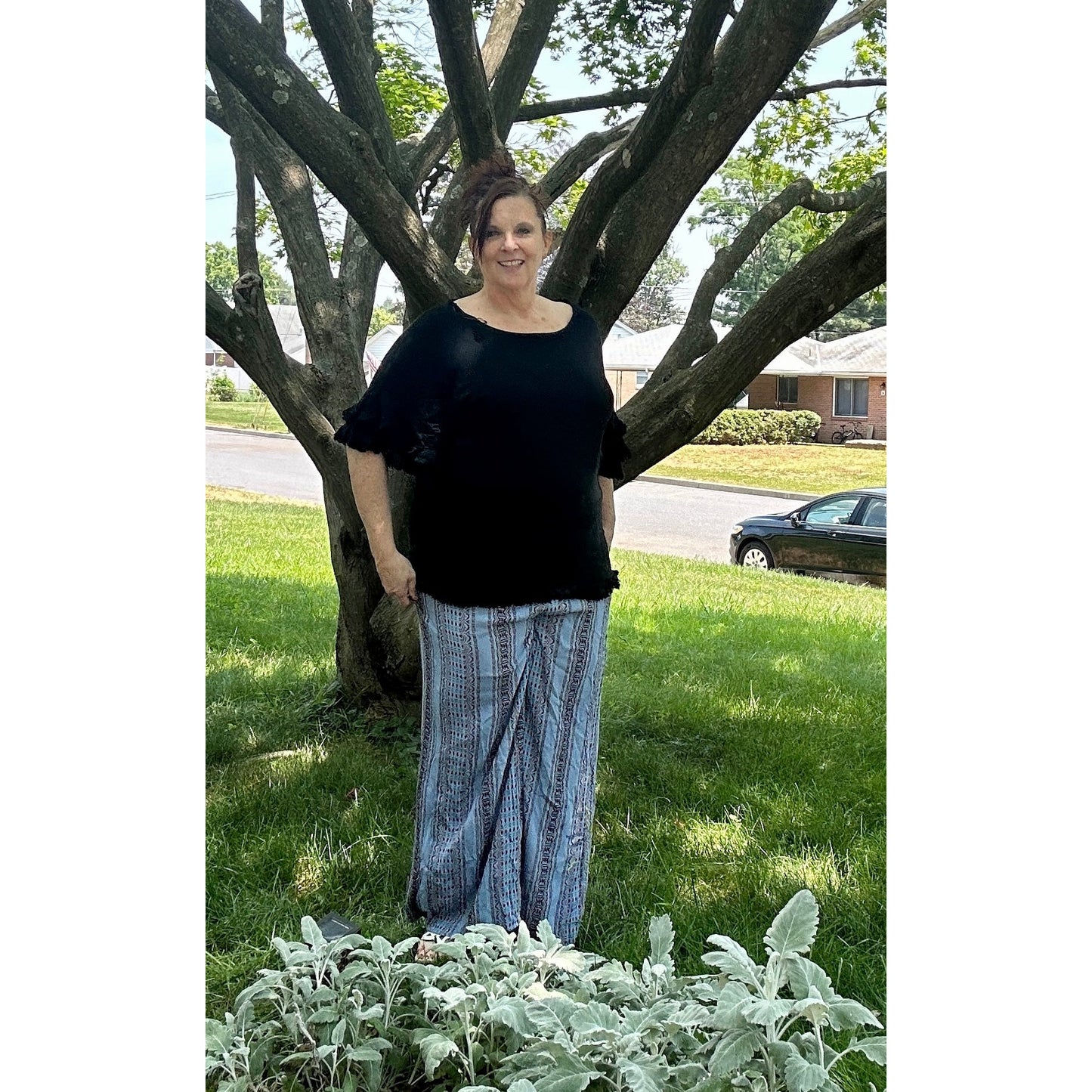 Delilah Lightweight Striped Pattern Pants - Rhapsody and Renascence