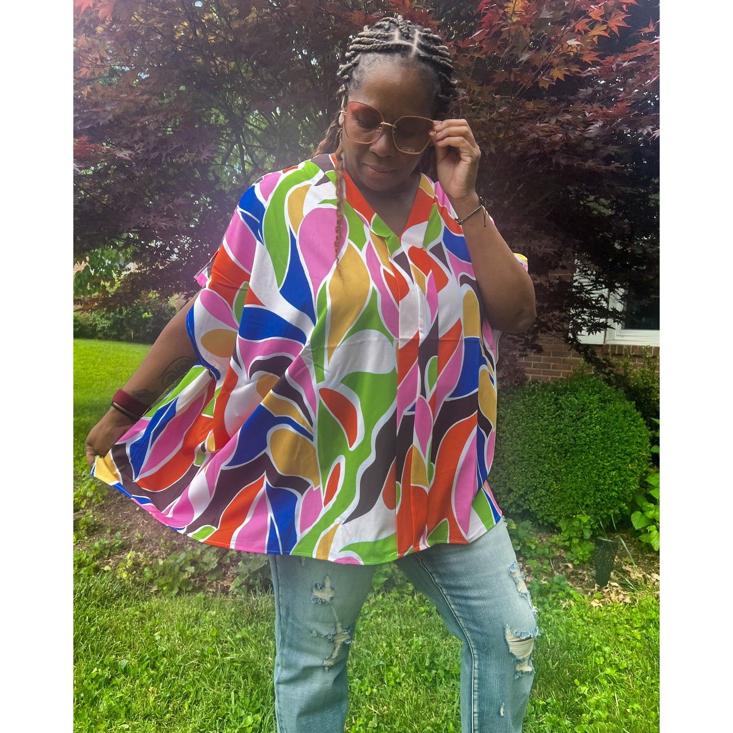 Kristine Pleated Poncho Top - Rhapsody and Renascence