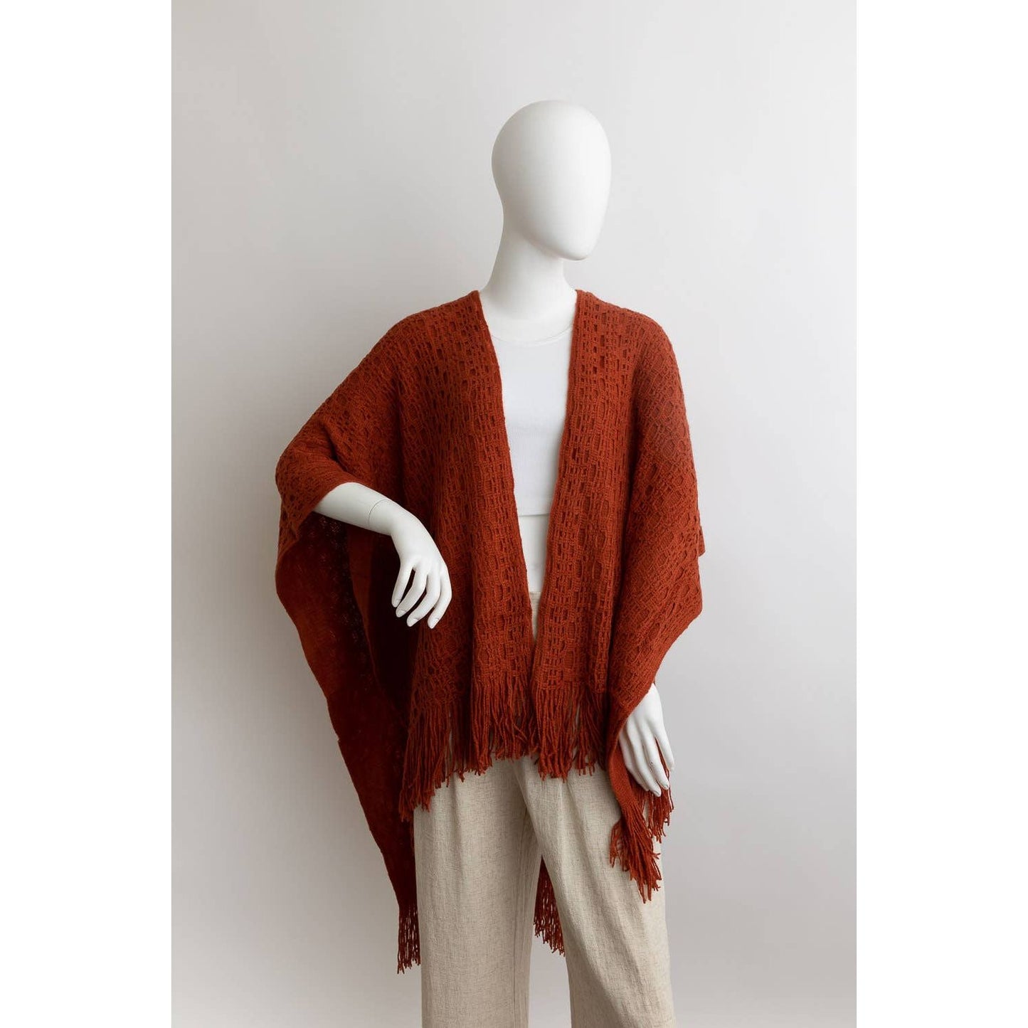 Marley Cozy Embroidered Tasseled Wrap - Rhapsody and Renascence