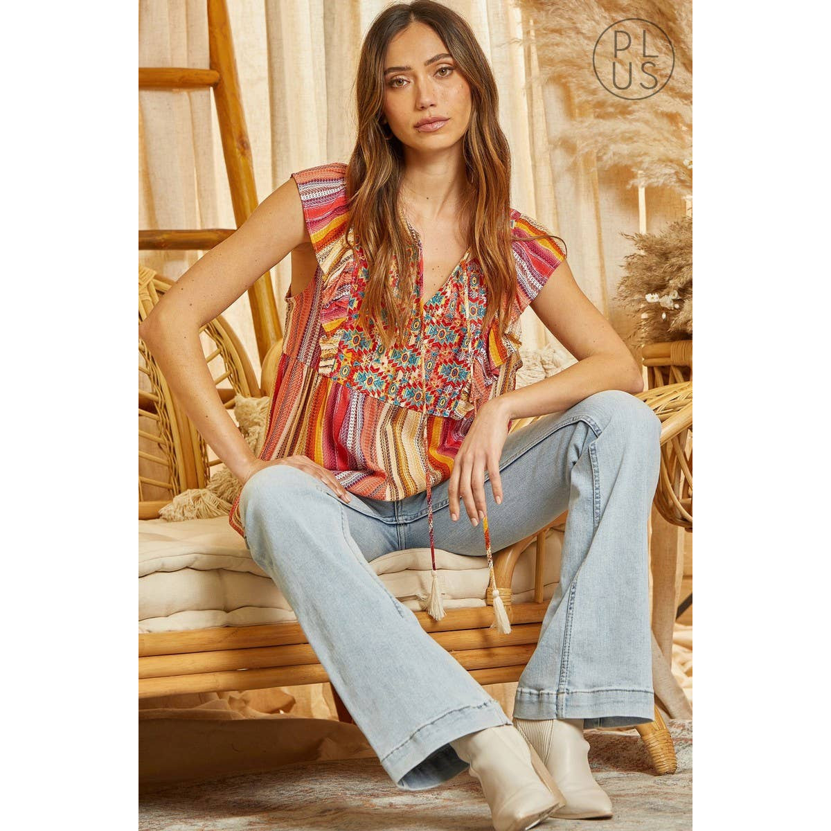 Daria Aztec Embroidery Woven Top - Rhapsody and Renascence