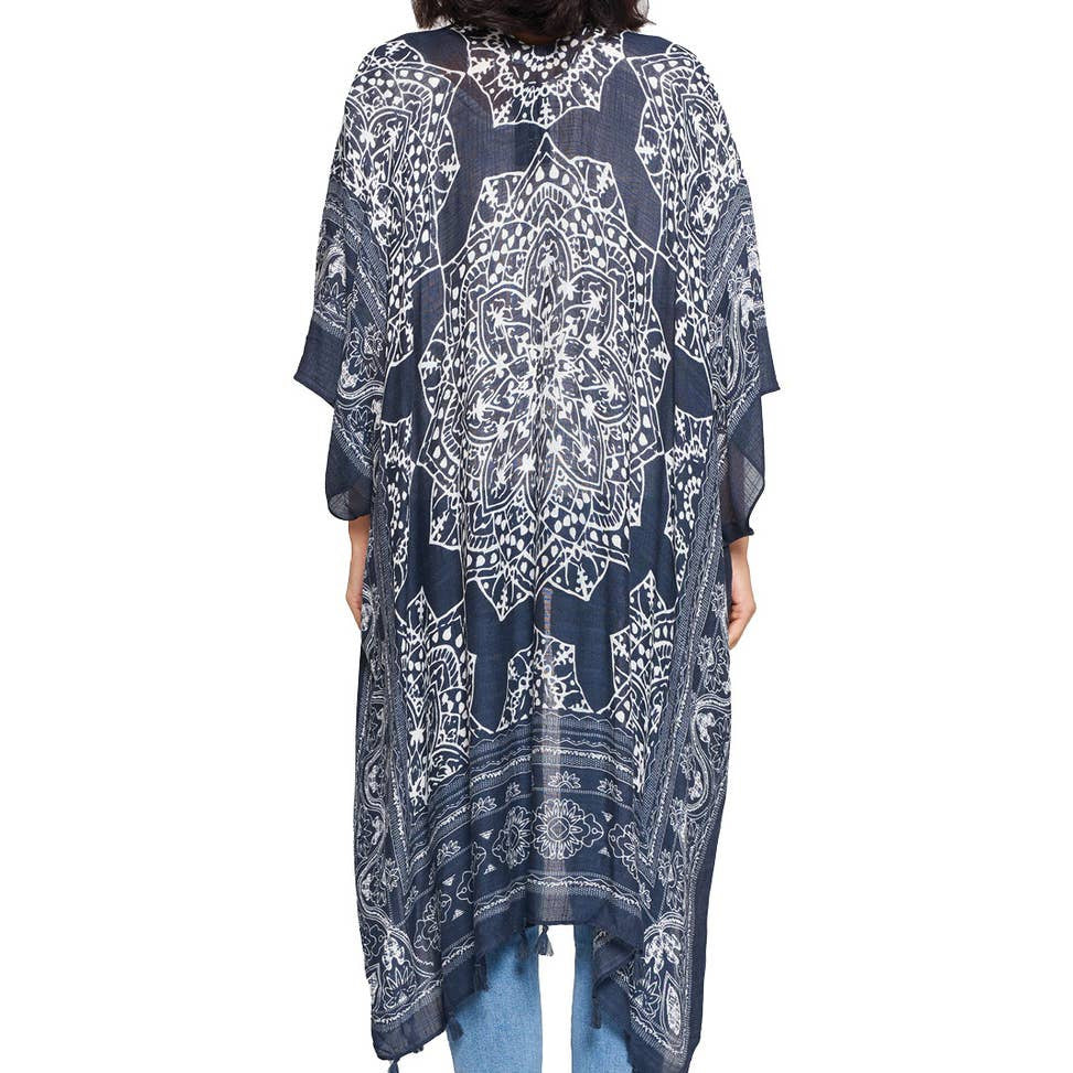 Simone Mantra Mandala Tasseled Kimono - Rhapsody and Renascence