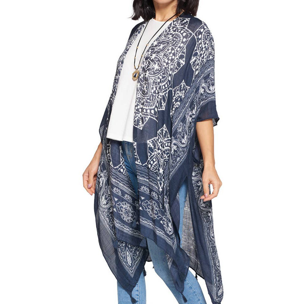 Simone Mantra Mandala Tasseled Kimono - Rhapsody and Renascence