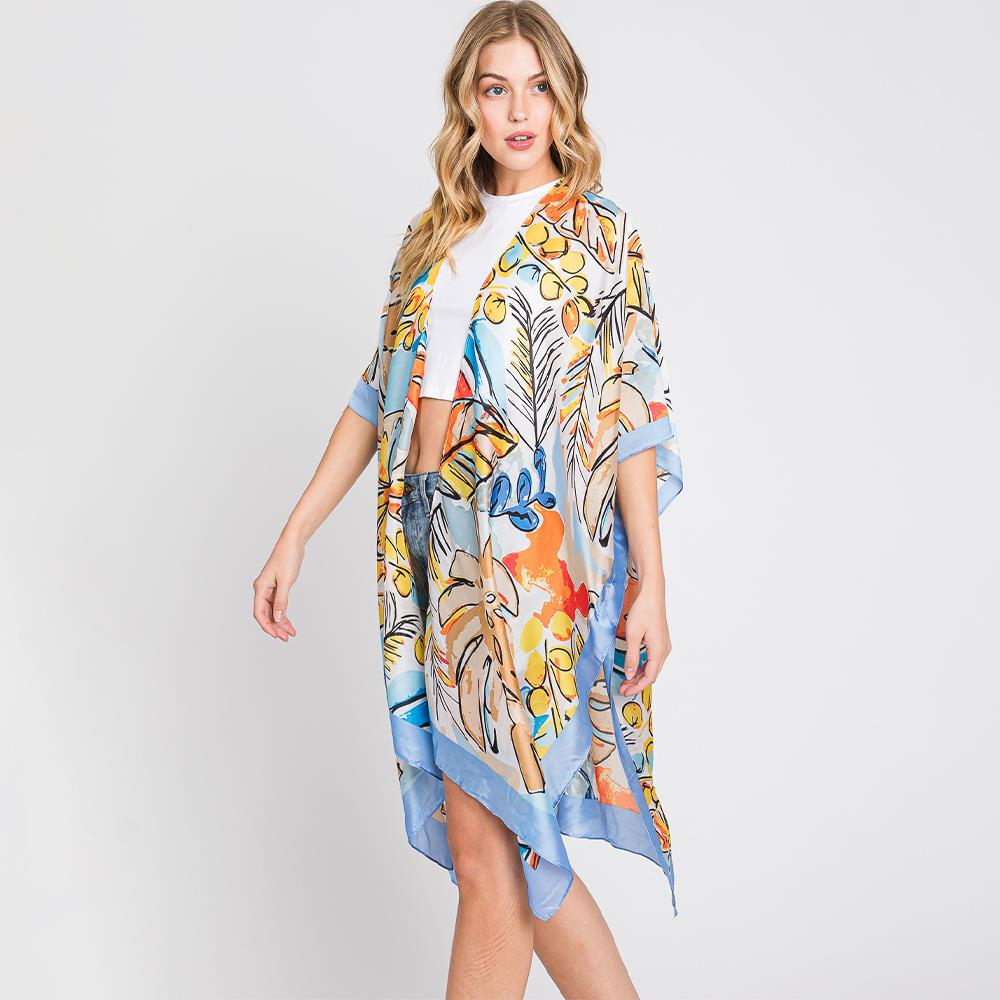 Frances Watercolor Leaves Kimono - Rhapsody and Renascence -Kimono - boho, kimono, new, summer