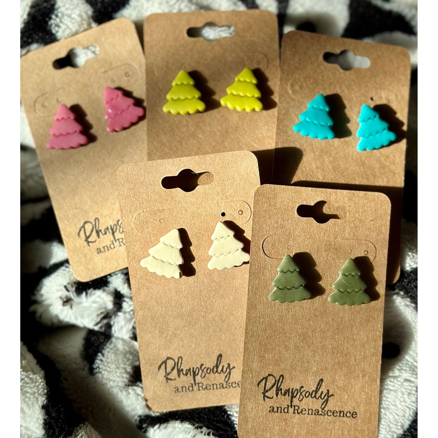 Clay Christmas Tree Earrings