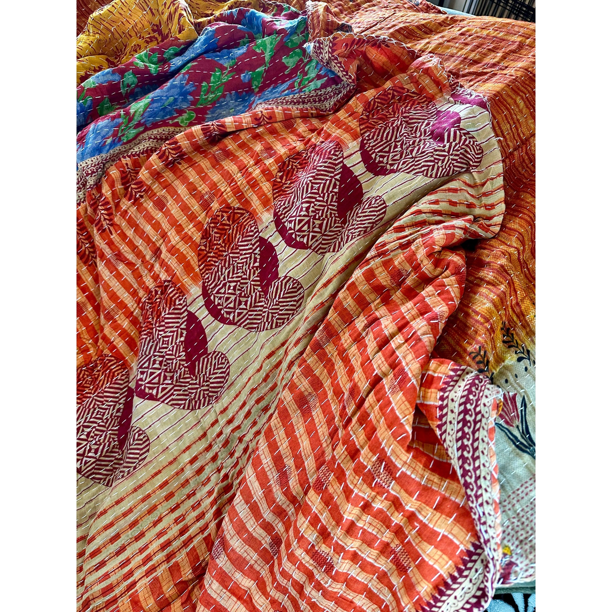 Kantha Throw Blanket - Rhapsody and Renascence -blanket - blanket, boho, gift, throw