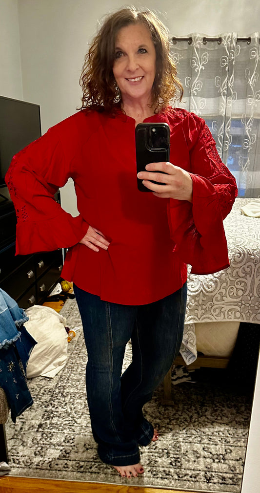 Andrea Lace Arms Shirt - Rhapsody and Renascence -Top- Long Sleeved - Blouses, boho, christmas, Max Retail, misses, new, plus, plus size, top, tops, valentines