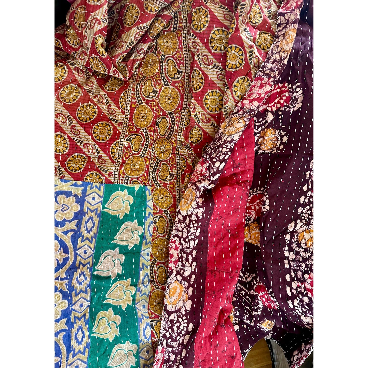 Kantha Throw Blanket - Rhapsody and Renascence -blanket - blanket, boho, gift, throw