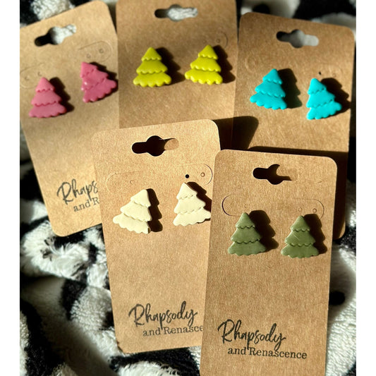 Clay Christmas Tree Earrings