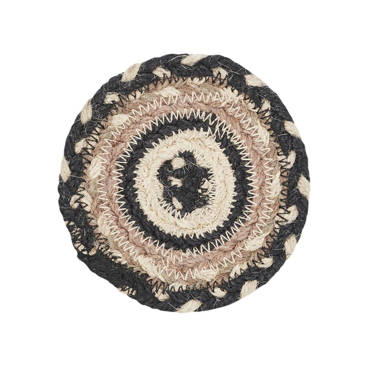 grey and tan jute coaster