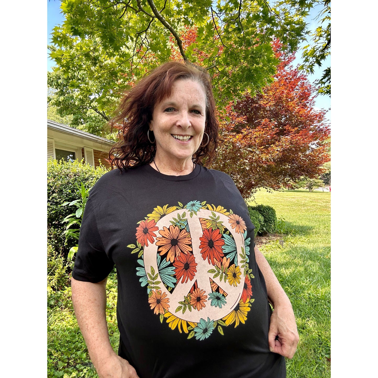 Victoria Floral Peace Sign Tee - Rhapsody and Renascence