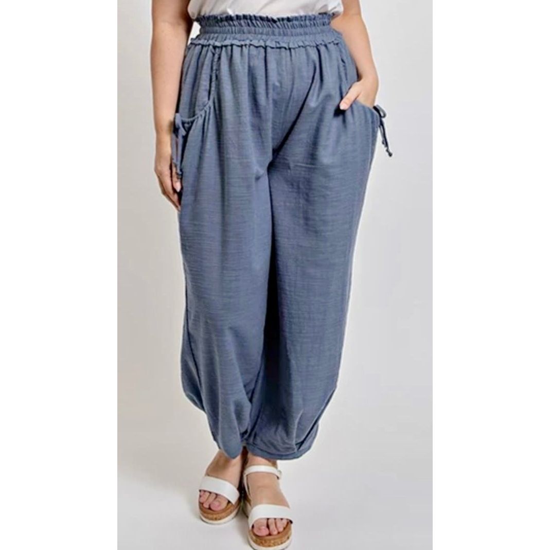 Ramona Cotton Pants With Side Pockets- 2 Colors - Rhapsody and Renascence -Pants - boho, cotton, misses, new, pants, plus, plus size