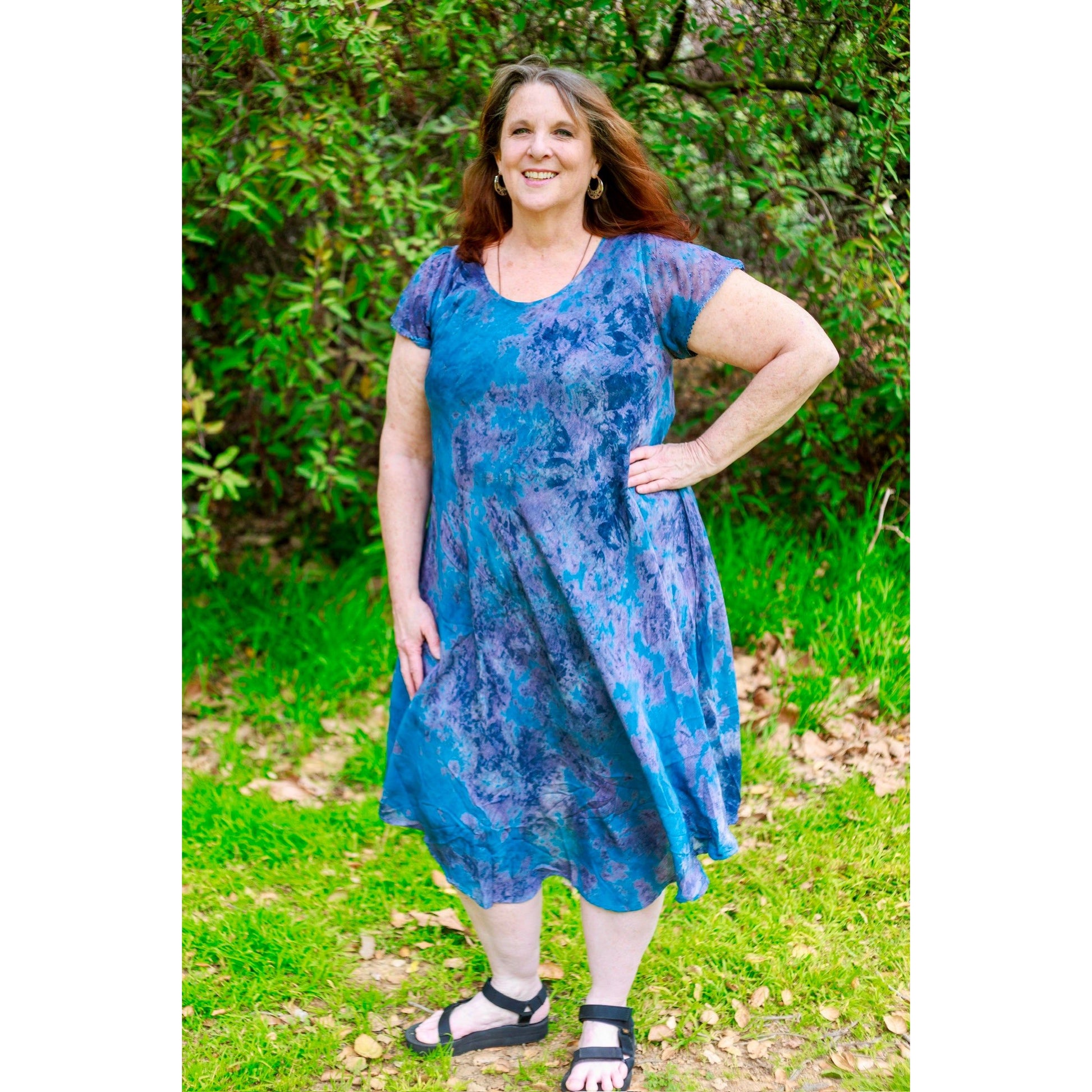 Kiran Tie Dye Dress- Assorted Colors - Rhapsody and Renascence -Dress- Midi - boho, dress, Dresses, midi, misses, plus, plus size