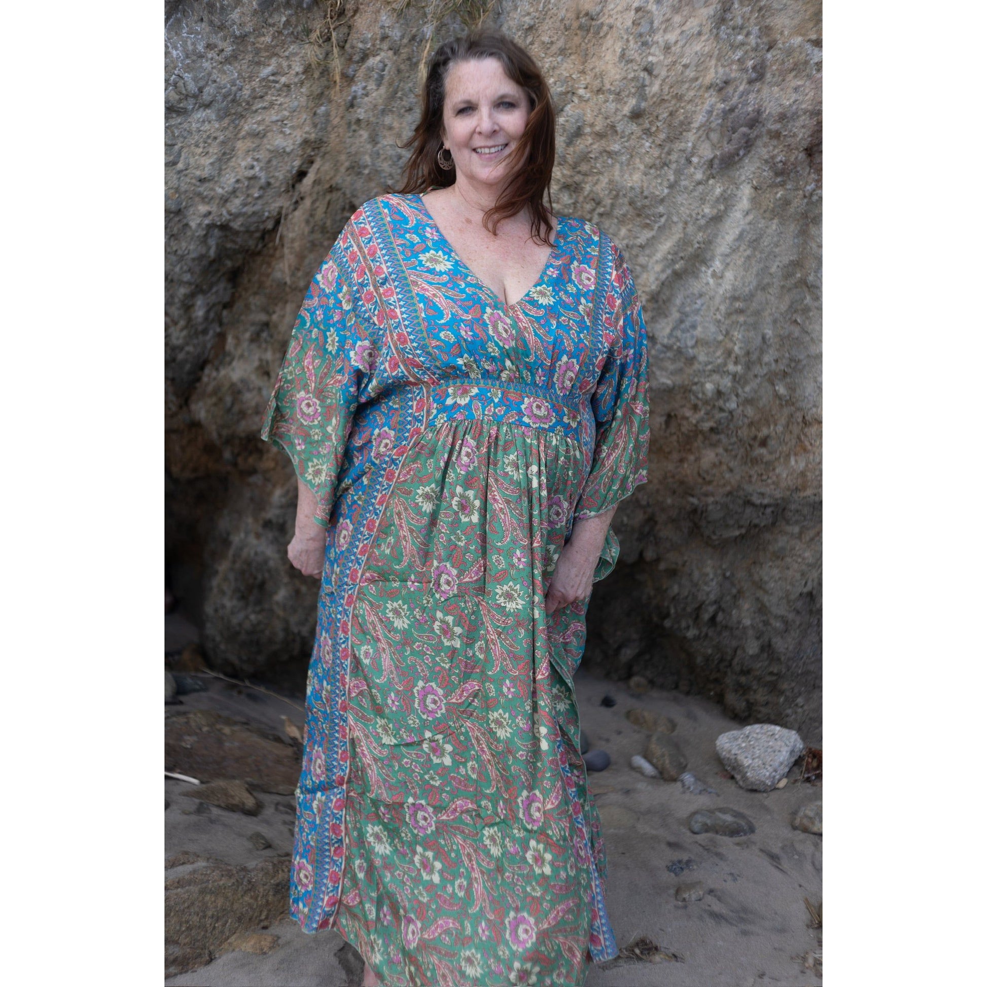 Dawn Kaftan Maxi Dress - Rhapsody and Renascence -Dress- Maxi - boho, dress, Dresses, maxi dress, misses, new, one size, plus, plus size, summer, top, tops