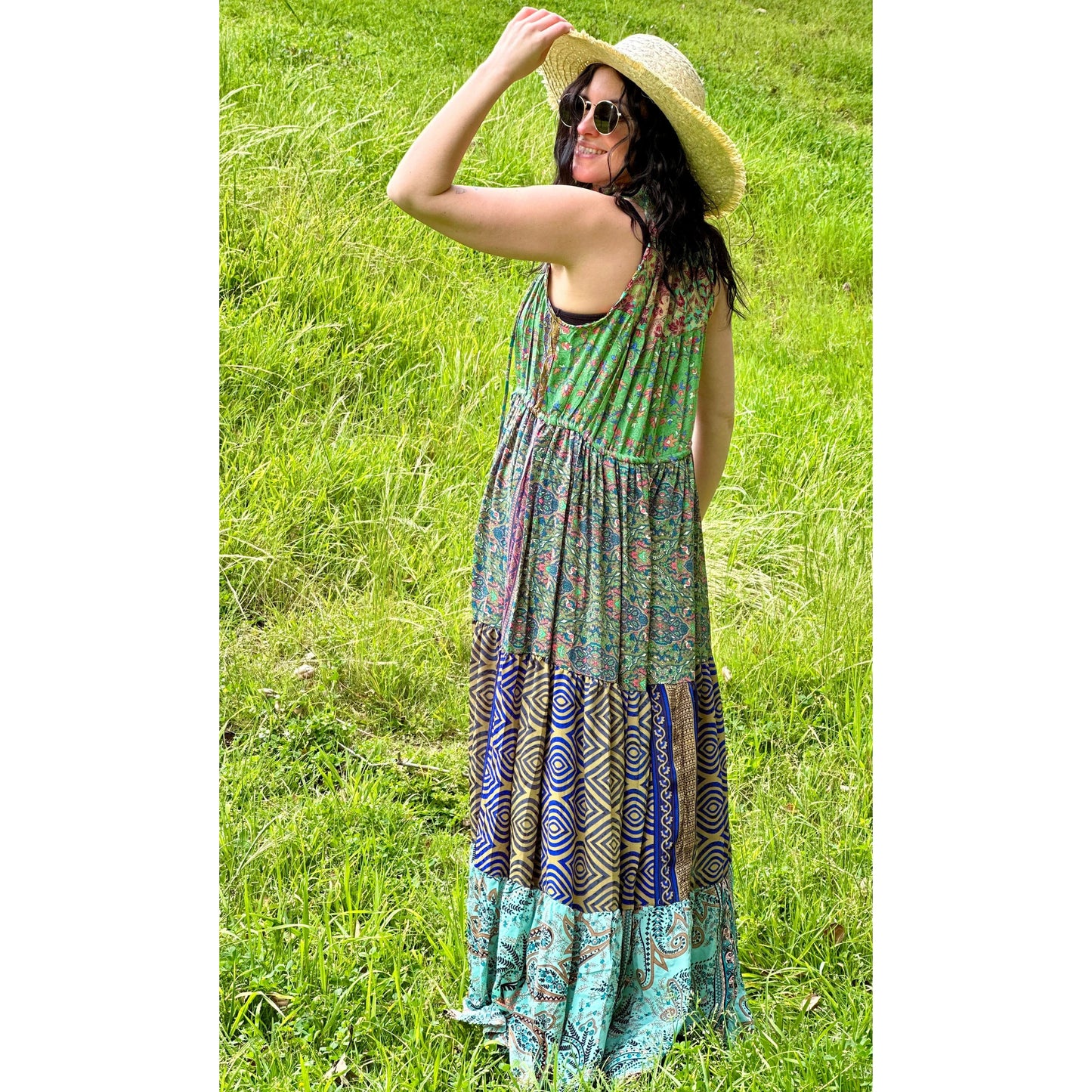 Nicole Tie-Front Sleevless Maxi Dress - Rhapsody and Renascence -Dress- Maxi - boho, dress, Dresses, maxi dress, misses, new, one size, plus, plus size, summer, top, tops
