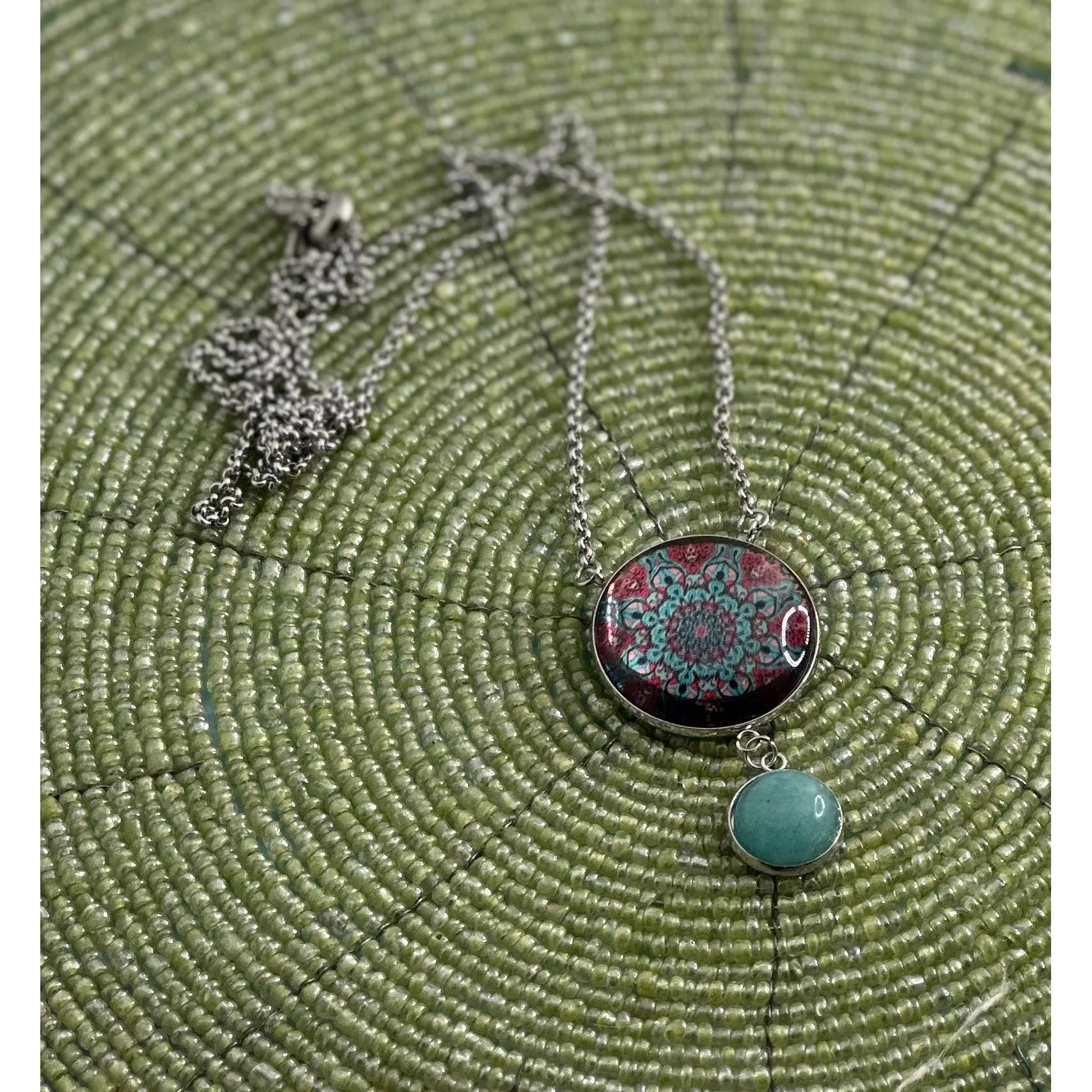 Mosaic Mandala and Stone Adjustable Necklace - Rhapsody and Renascence -Necklace - necklace, new