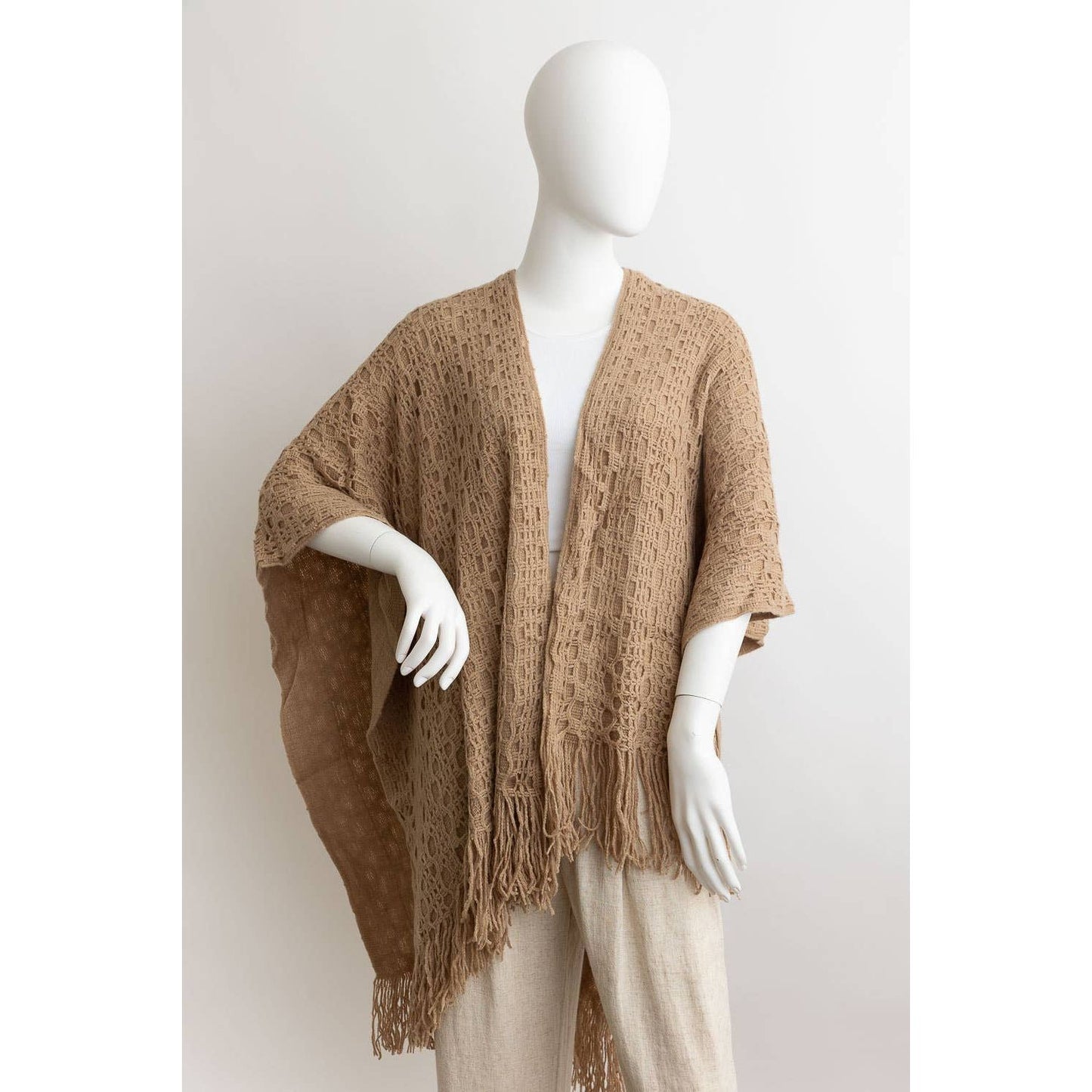 Marley Cozy Embroidered Tasseled Wrap - Rhapsody and Renascence