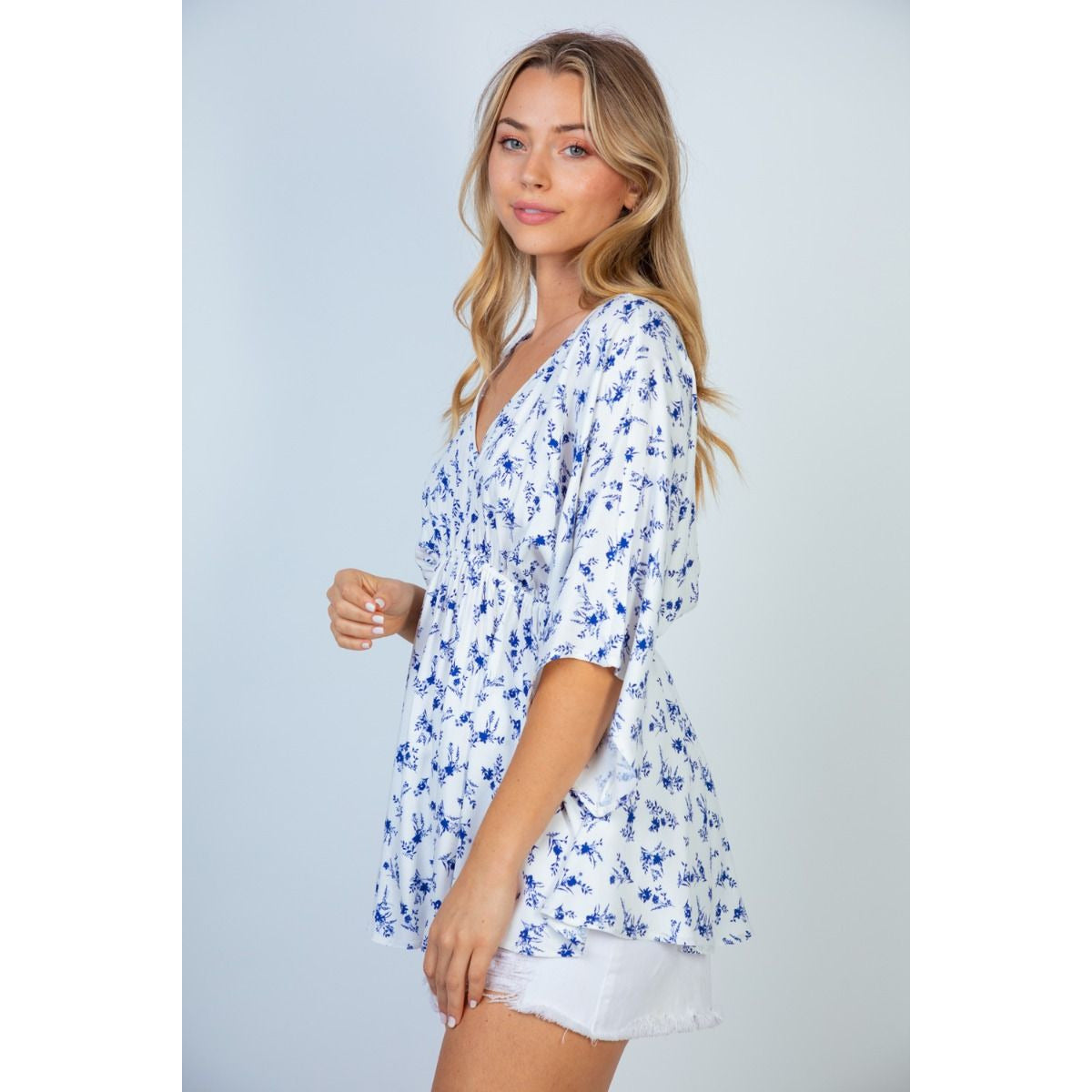 Tiffany White and Blue Floral Top - Rhapsody and Renascence