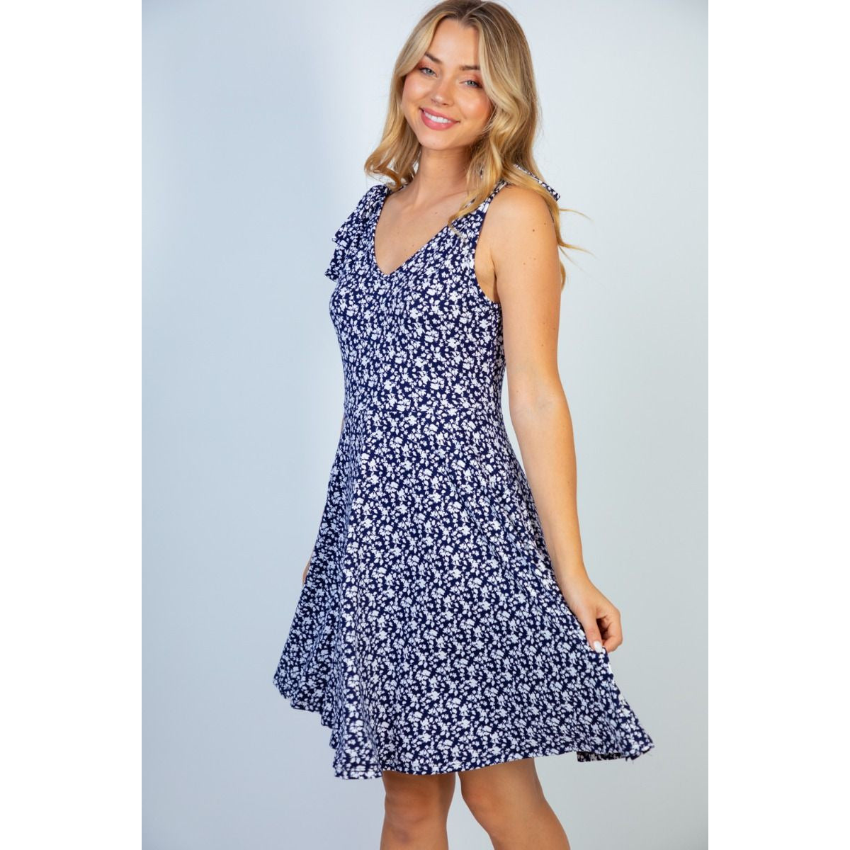 Eleni Blue and White Floral Dress - Rhapsody and Renascence