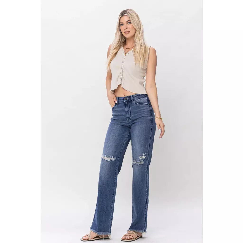 Judy Blue Marty Wide Leg Destroyed Jeans - Rhapsody and Renascence