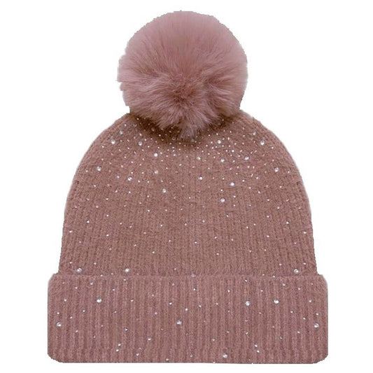 Sally Rhinestone Beanie - Rhapsody and Renascence - - beanie, boho, pink