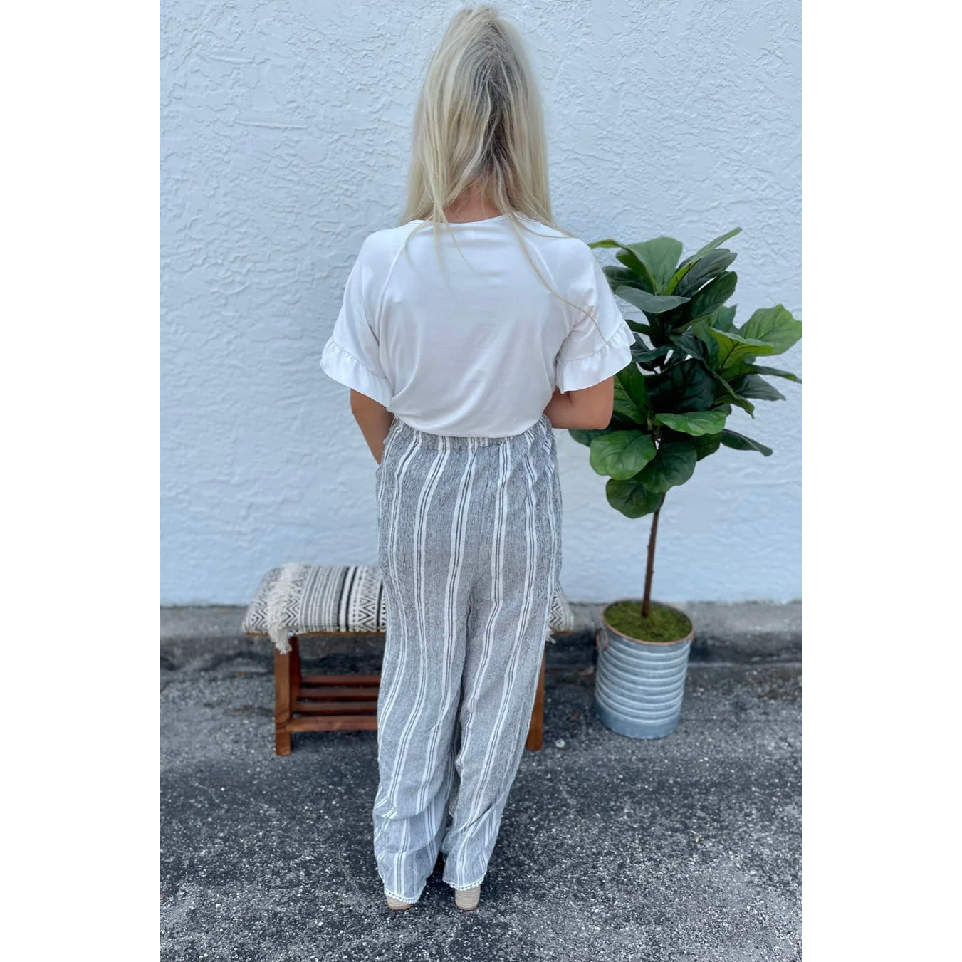 Calliope Black and Cream Striped Tulip Pants - Rhapsody and Renascence