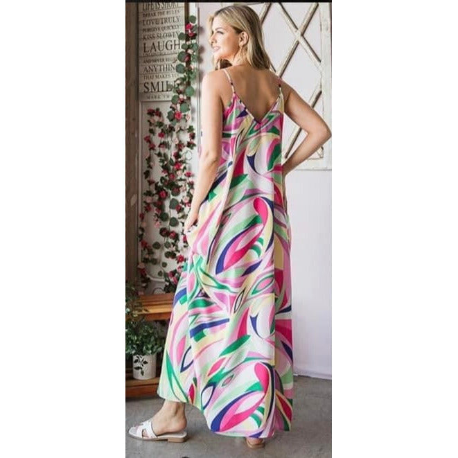 Genevieve Colorful Swirl Maxi Dress - Rhapsody and Renascence