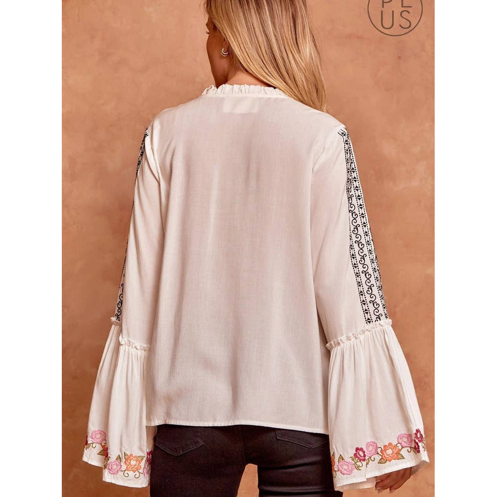 Michele High Neck Embroidered Top - Rhapsody and Renascence