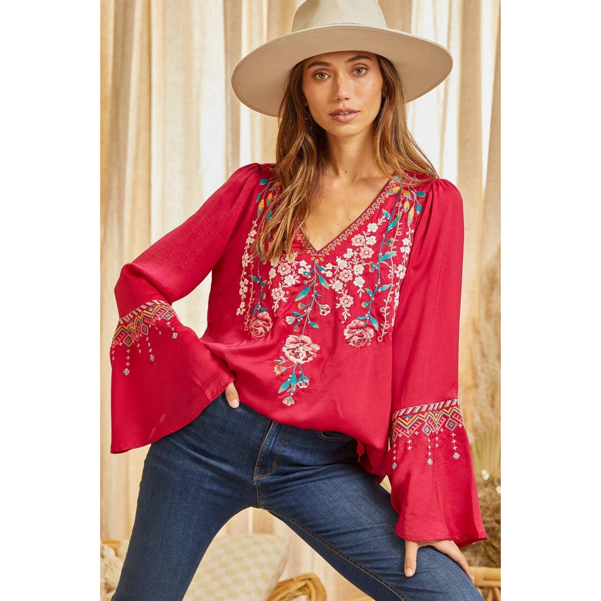 Michelle Embroidered Peasant Top - Rhapsody and Renascence